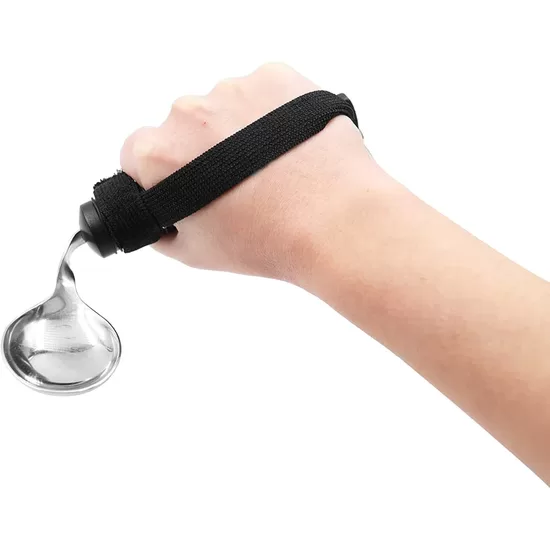 Adaptēta karote ar biezu rokturi un Velcro stiprinājumu 