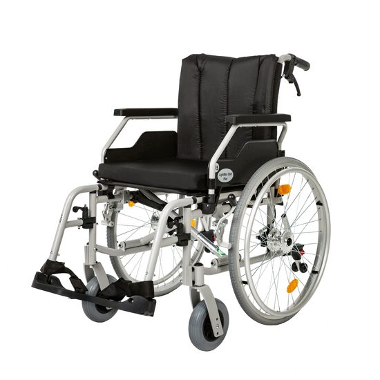 Alumīnija ratiņkrēsls Lightman start plus ar rokas bremzēm pavadonim 42 cm