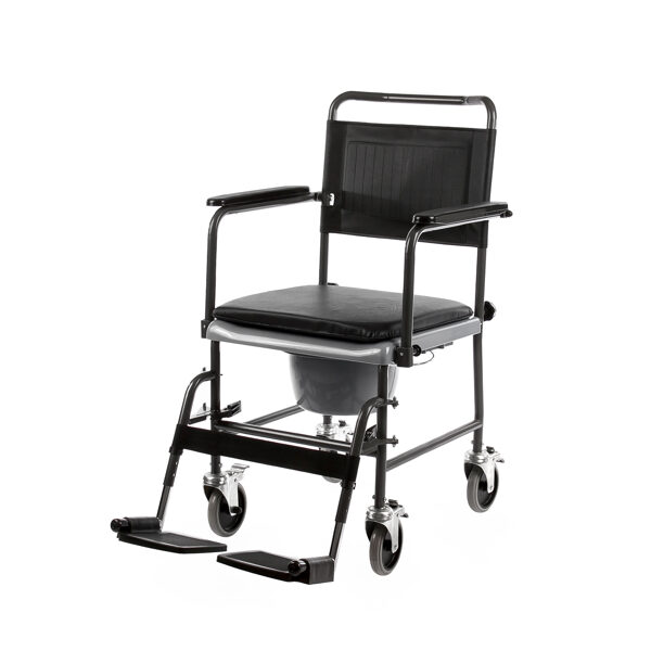 Tualetes krēsls ar riteņiem un paceļamiem roku balstiem 02-8015C